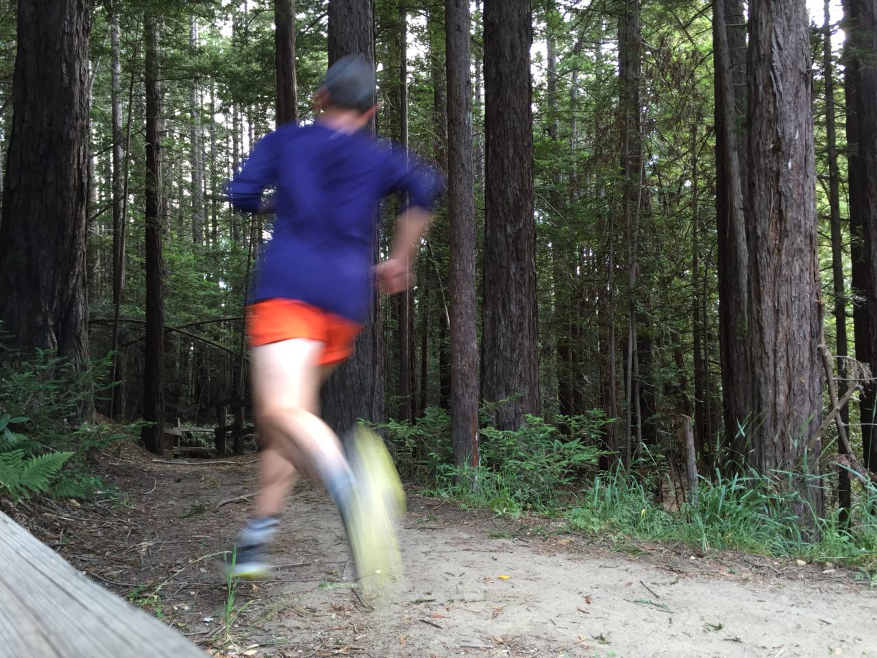 man running in woods